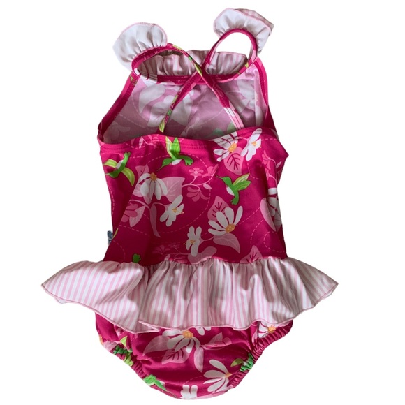 i play. Pink Floral Kids Swim One Piece - Picture 2 of 4